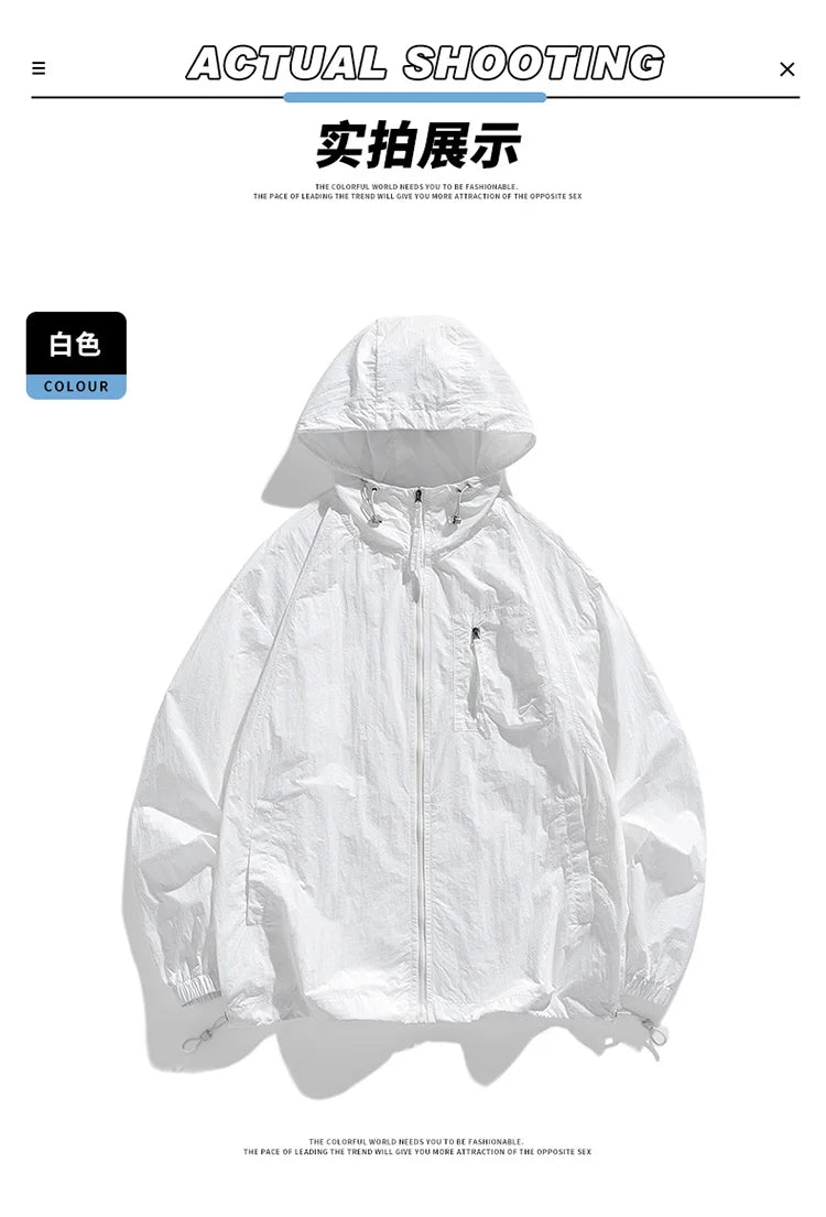 UPF50+Sunscreen Jacket 2024 New Loose and Thin Breathable UV Protection Hooded windbreaker Summer Men's Sunscreen Clothing