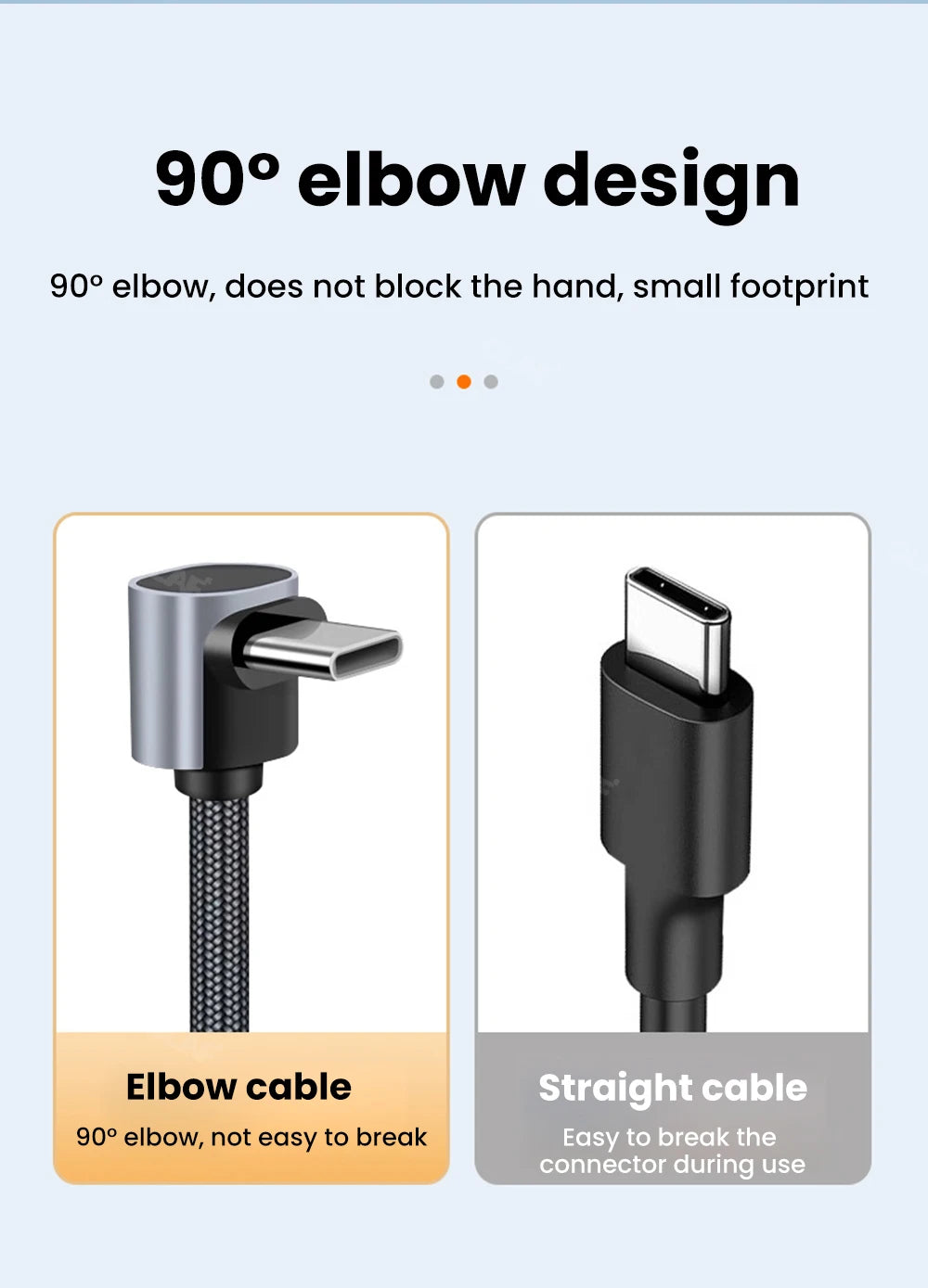 25cm/50cm Short USB Type C to Type C Cable 90 Degree Elbow USB C Cable Fast Charging For iphone 15 Xiaomi Huawei Power Bank Wire