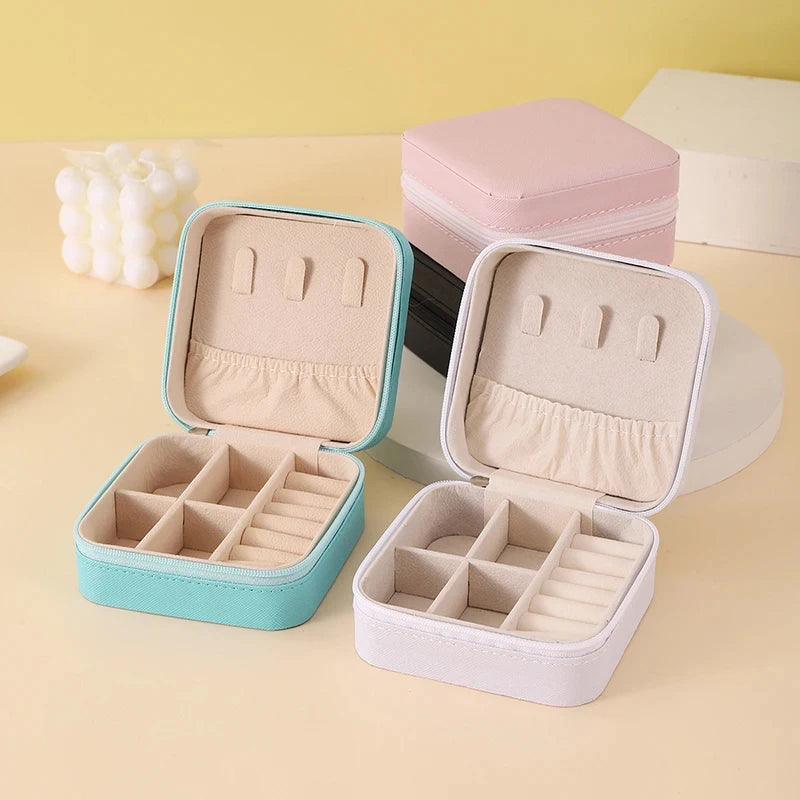 1pc Portable Jewelry Organizer Display Travel Jewelry Case Boxes Earrings Necklace Ring Jewelry Box Leather Storage Box