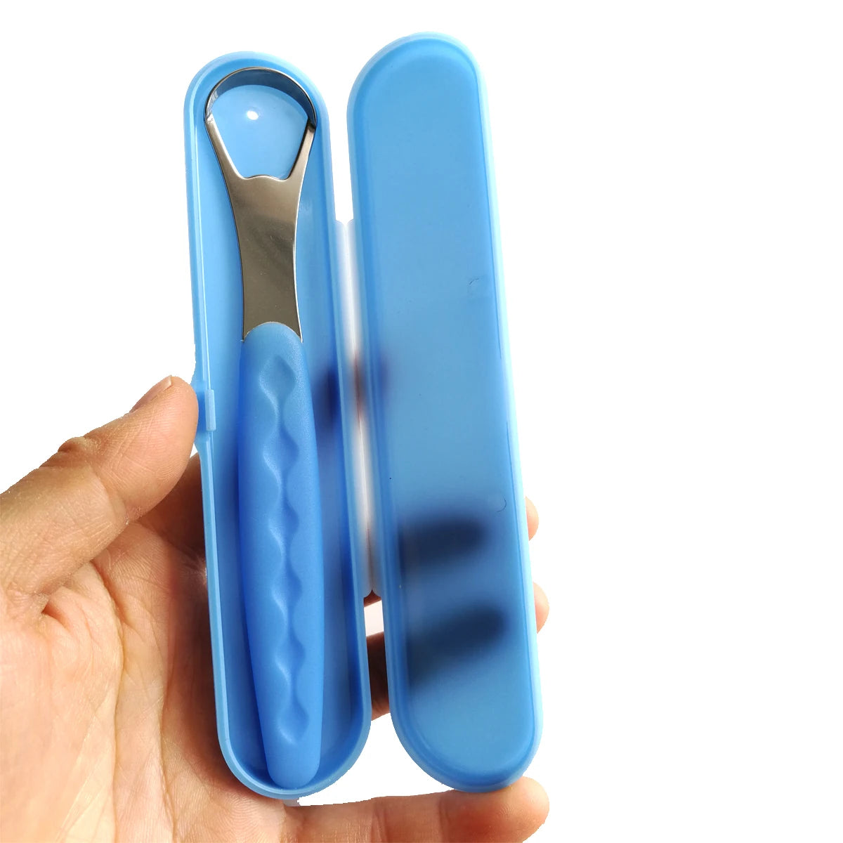 1Pcs Tongue Cleaner Portable Case Stainless Steel Tongue Scraper To Remove Bad Breath Mouth Cleaner Board Reuse Oral Care