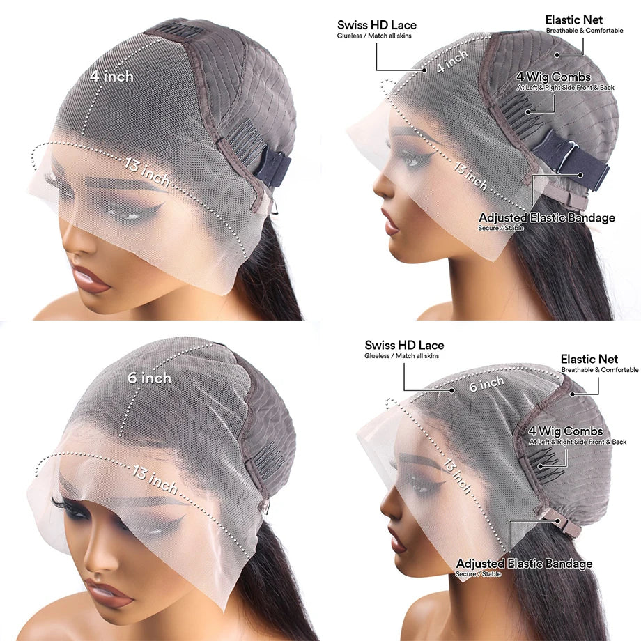 13x4 Body Wave Lace Front Human Hair Wig 40 Inch 13x6 200 Density HD Transparent Lace Frontal Wig Brazilian For Women