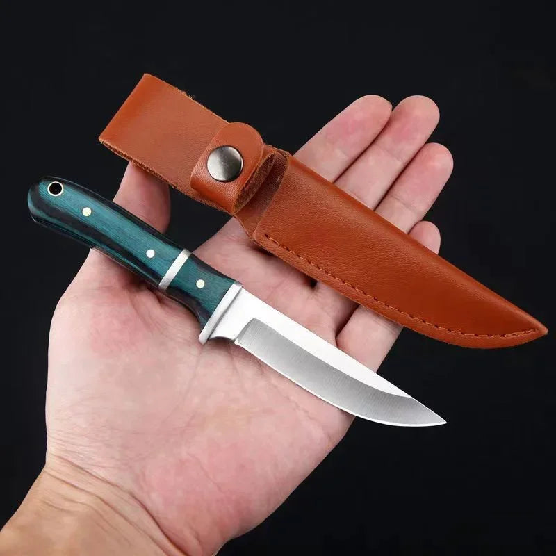 Barbecue Knife Can Open Bottle Cleaver Meat Fruit Vegetables Utility Boning Knife Kitchen Chef Knives Wooden Handle With Sheath