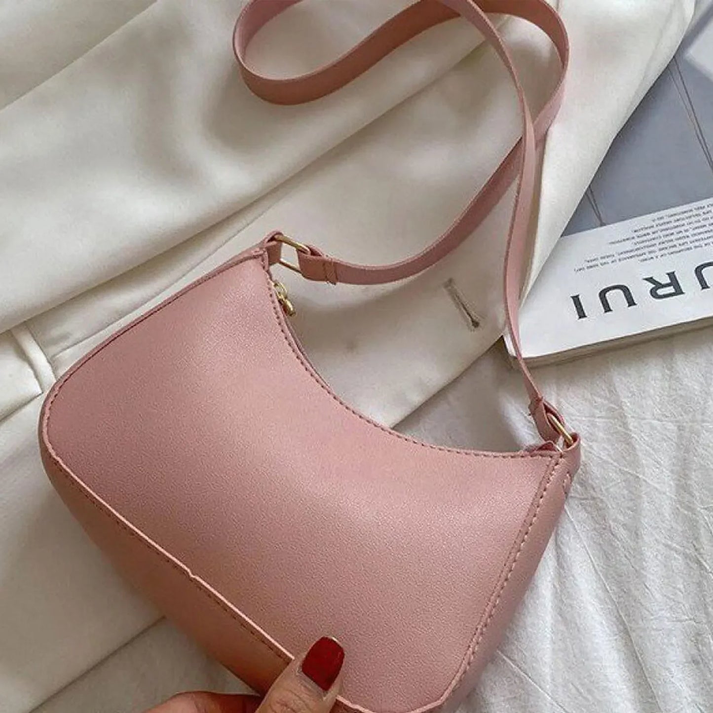 PU New Ladies Fashion Handbag Retro Pure Color Macaron Small Square Bag Hundreds of Shoulder Bags Casual Women's Bags