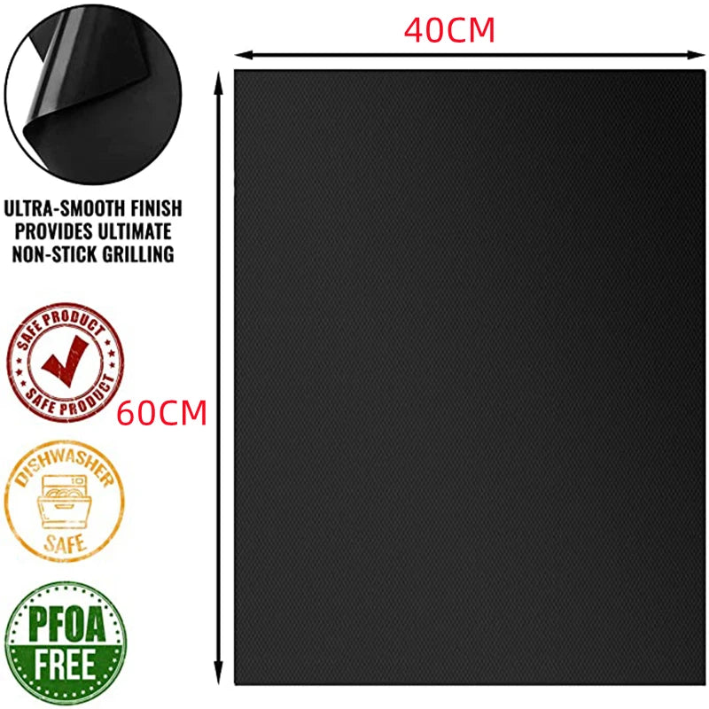 60*40cm Non-stick BBQ Grill Mat Baking Mat Barbecue Tool Cooking Grilling Sheet Heat Resistance Easily Cleaned Kitchen BBQ Tool
