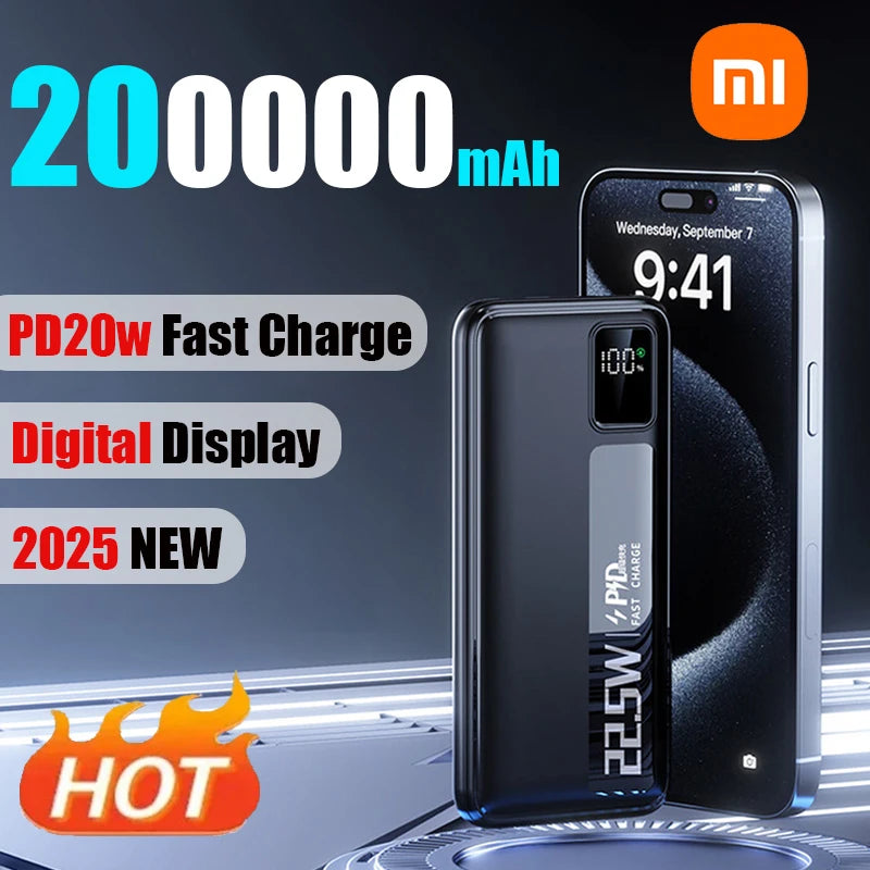 Xiaomi 200000mAh Large Capacity Super Fast Charging Power Bank Portable Charger Battery Pack Powerbank for iPhone Huawei Samsung