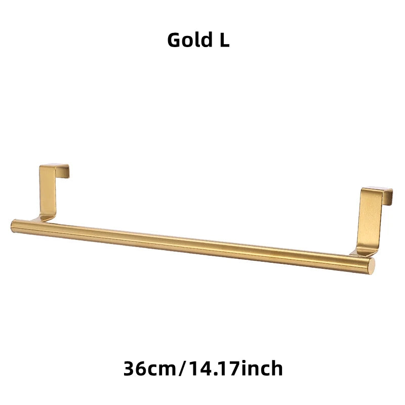 1/2Pcs Towel Rack Over Door Towel Bar Hanging Holder Stainless Steel Bathroom Kitchen Cabinet White Black Towel Rag Shelf Hanger