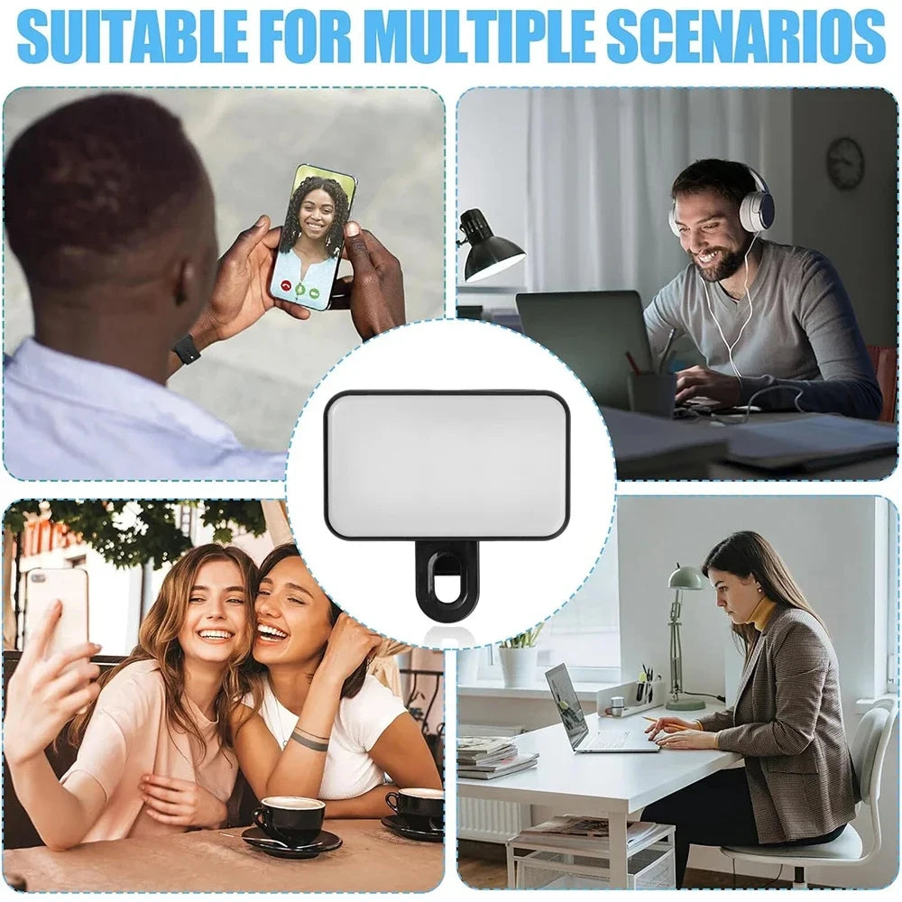 New Portable Mini Selfie Fill Light Rechargeable 3 Modes Adjustable Brightness Clip On For Mobile Phone Computer Fill Light