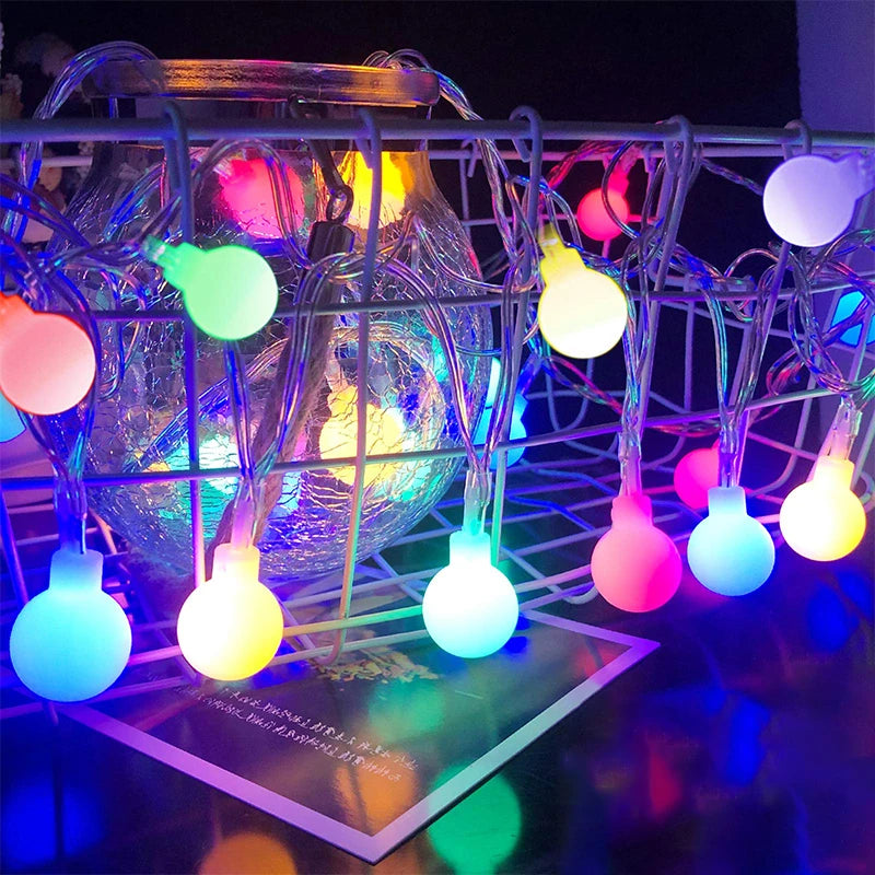 LED Light String Fairy Bubble Ball Light Festive Light Garland EU/US Plug Indoor Christmas Wedding Outdoor Garden Decoration