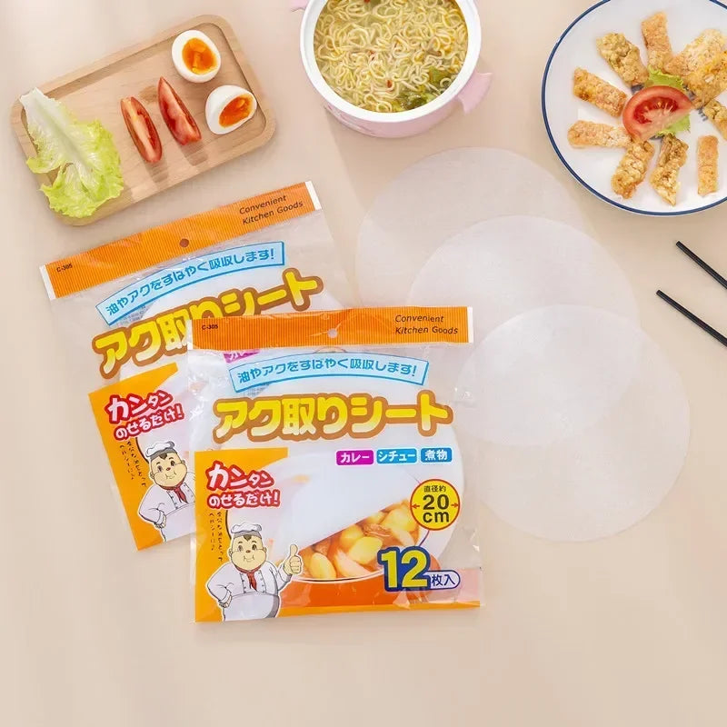 12/24/60pcs Disposable Soup Oil Absorbing Paper Food Soup Blotting Oil Health Filter Paper Food Grade Kitchen Gadgets Accessorie
