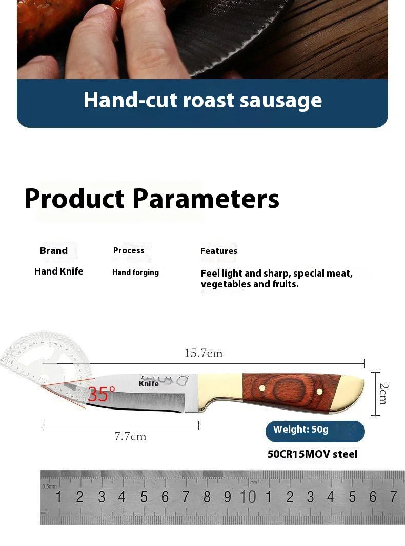 Hand steak meat knife camping copper head knife handlebar meat special knife multifunction fruit knife barbecue meat cutter knif