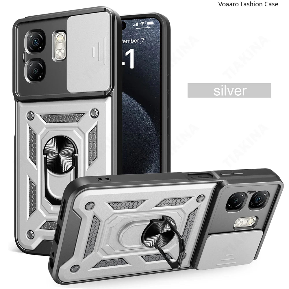 Slide Lens Camera Protect Armor Funda for Infinix Smart 9 Case Magnetic Rotate Ring Stand Holder Cover for Infinix Hot 50i Case