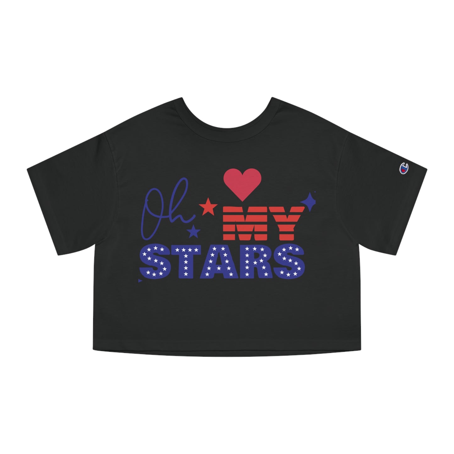 Patriotic Cropped T-Shirt | Oh My Stars | Cute Summer Tee for Women, Holiday Shirt, Casual Wear, July 4th Celebration