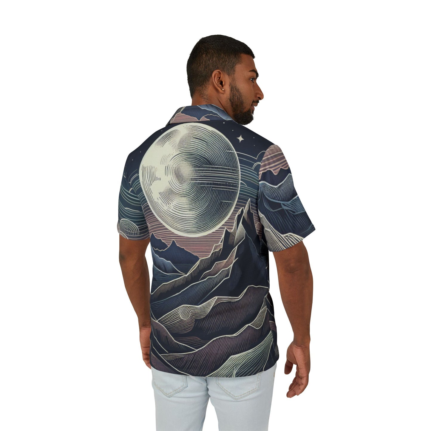 Cosmic Landscape Men's Hawaiian Camp Shirt - Stylish Summer Vacation Wear