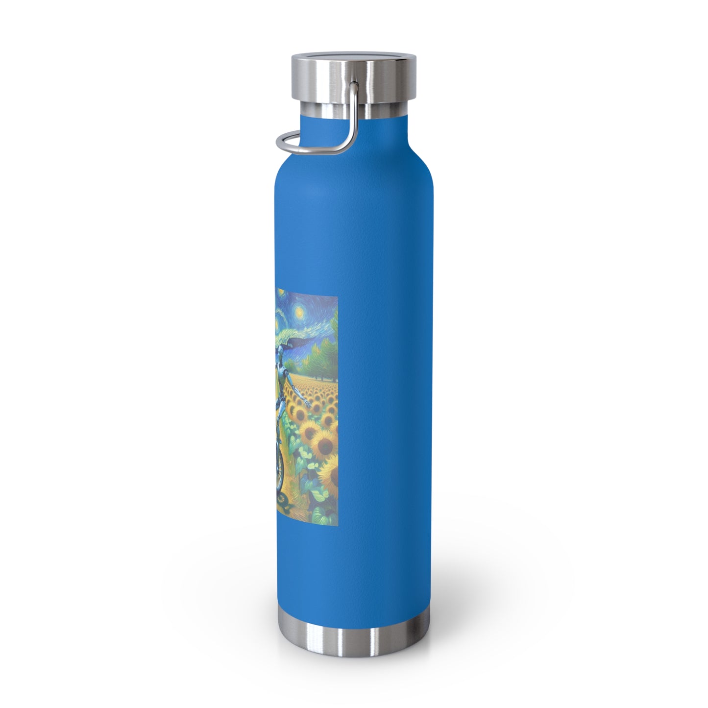Artistic Copper Vacuum Insulated Bottle - 22oz Sunflower Design, Eco-Friendly Water Bottle, Travel Mug, Gift for Nature Lovers, Camping