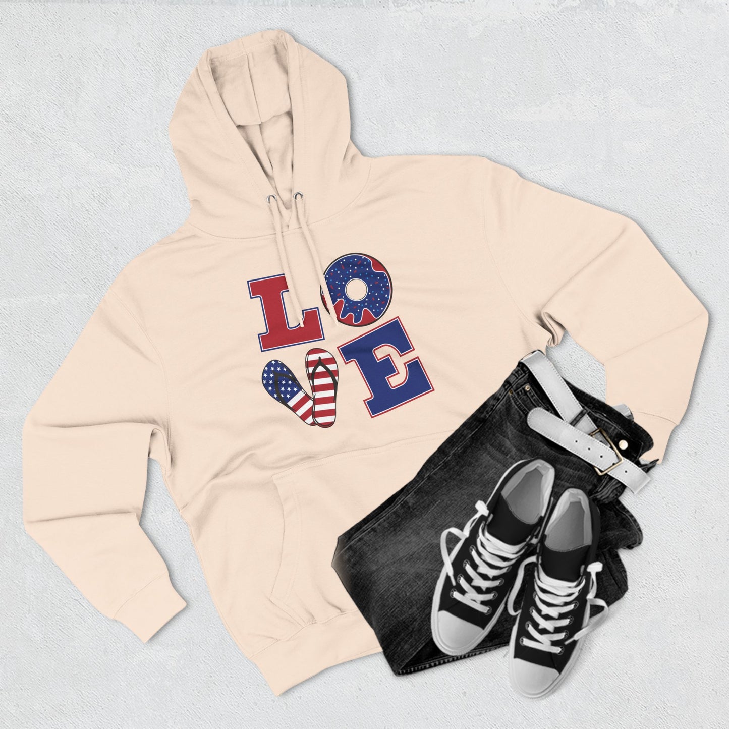 Love American Flag Fleece Hoodie