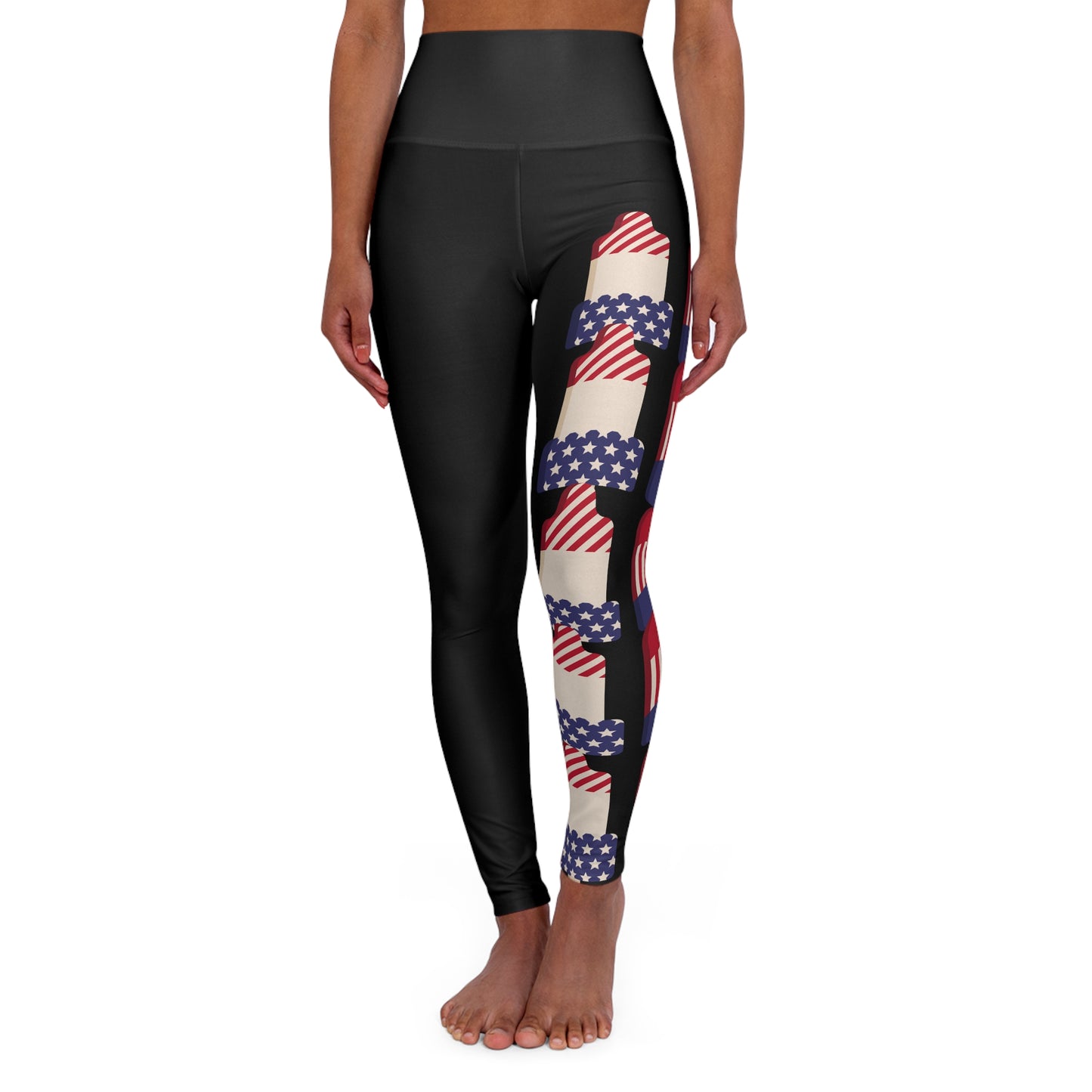 Patriotic High Waisted Yoga Leggings, Comfortable Activewear, Workout Leggings, Fitness Apparel, Holiday Gift, USA Theme