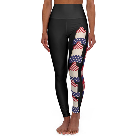 Patriotic High Waisted Yoga Leggings, Comfortable Activewear, Workout Leggings, Fitness Apparel, Holiday Gift, USA Theme