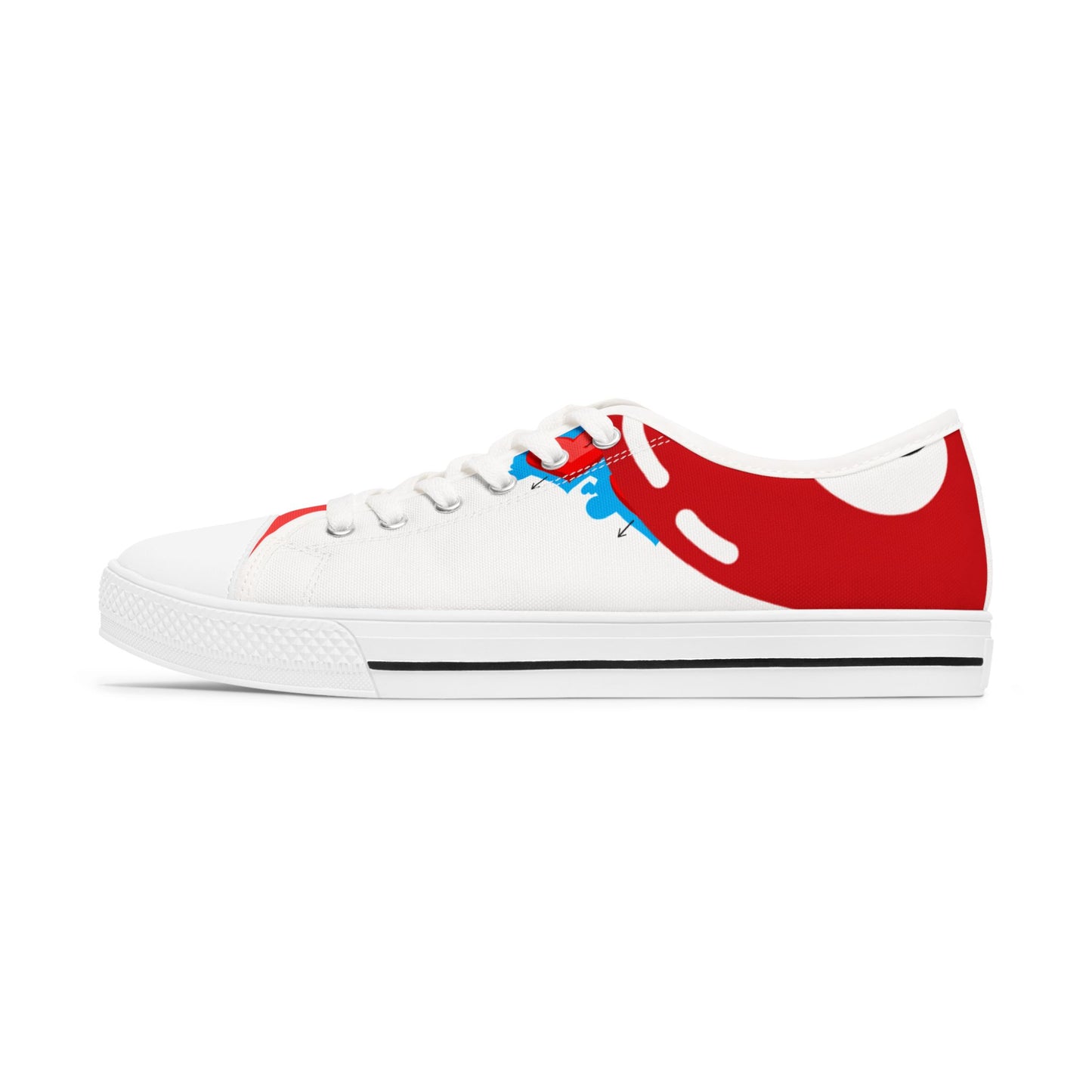 Customizable Women's Low Top Sneakers with Playful Waves Design, Ideal for Casual Wear, Gifts, Summer Steps, Beach Outfits, Unique Fashion