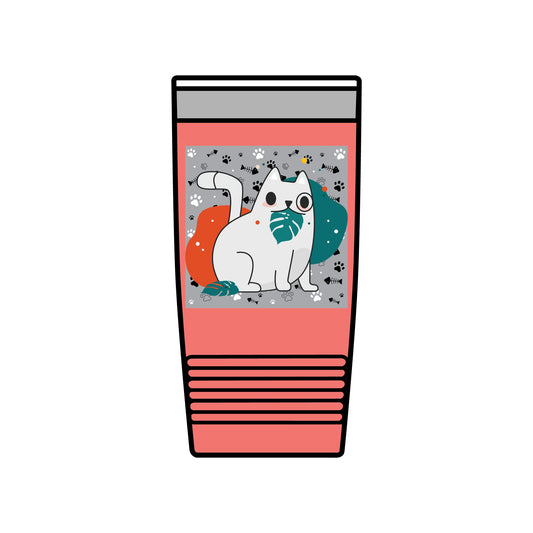 Cute Cat Insulated Tumbler, 20oz Travel Mug, Pet Lover Gift, Coffee Cup, Birthday Present, Cute Cat Design