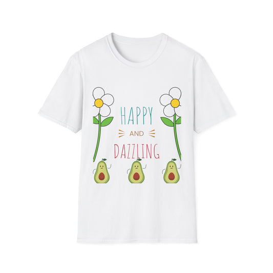 Happy Avocado Graphic Tee, Unisex Softstyle T-Shirt, Cute Gift for Friends, Summer Fashion, Funny Quote Shirt