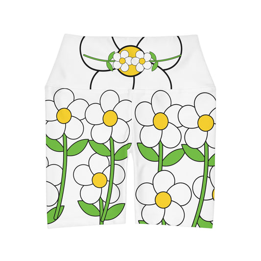 Floral High Waisted Yoga Shorts, Summer Workout Shorts, Fitness Gear, Activewear, Casual Shorts