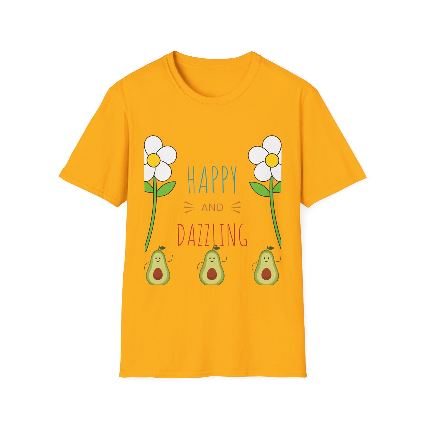 Happy Avocado Graphic Tee, Unisex Softstyle T-Shirt, Cute Gift for Friends, Summer Fashion, Funny Quote Shirt