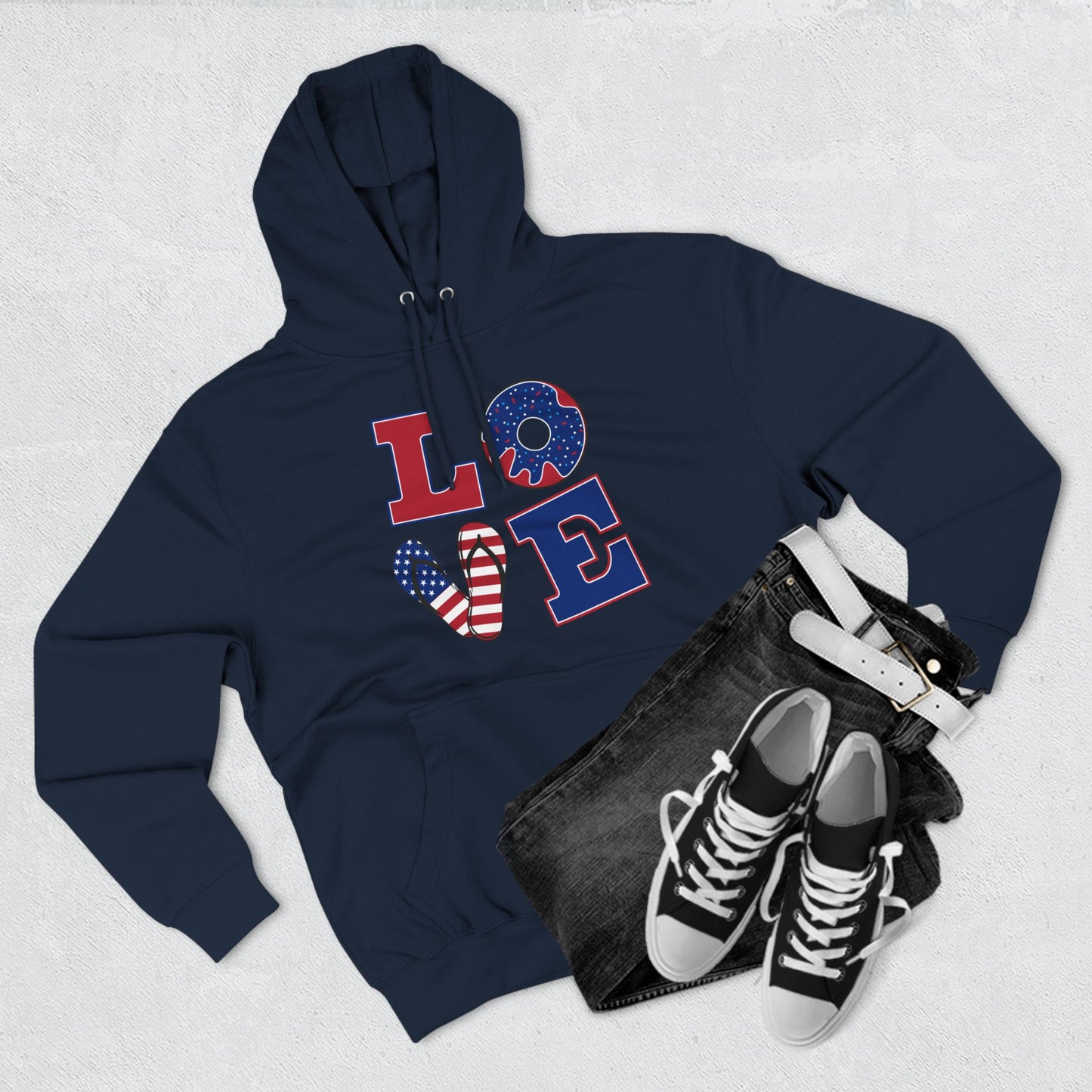 Love American Flag Fleece Hoodie
