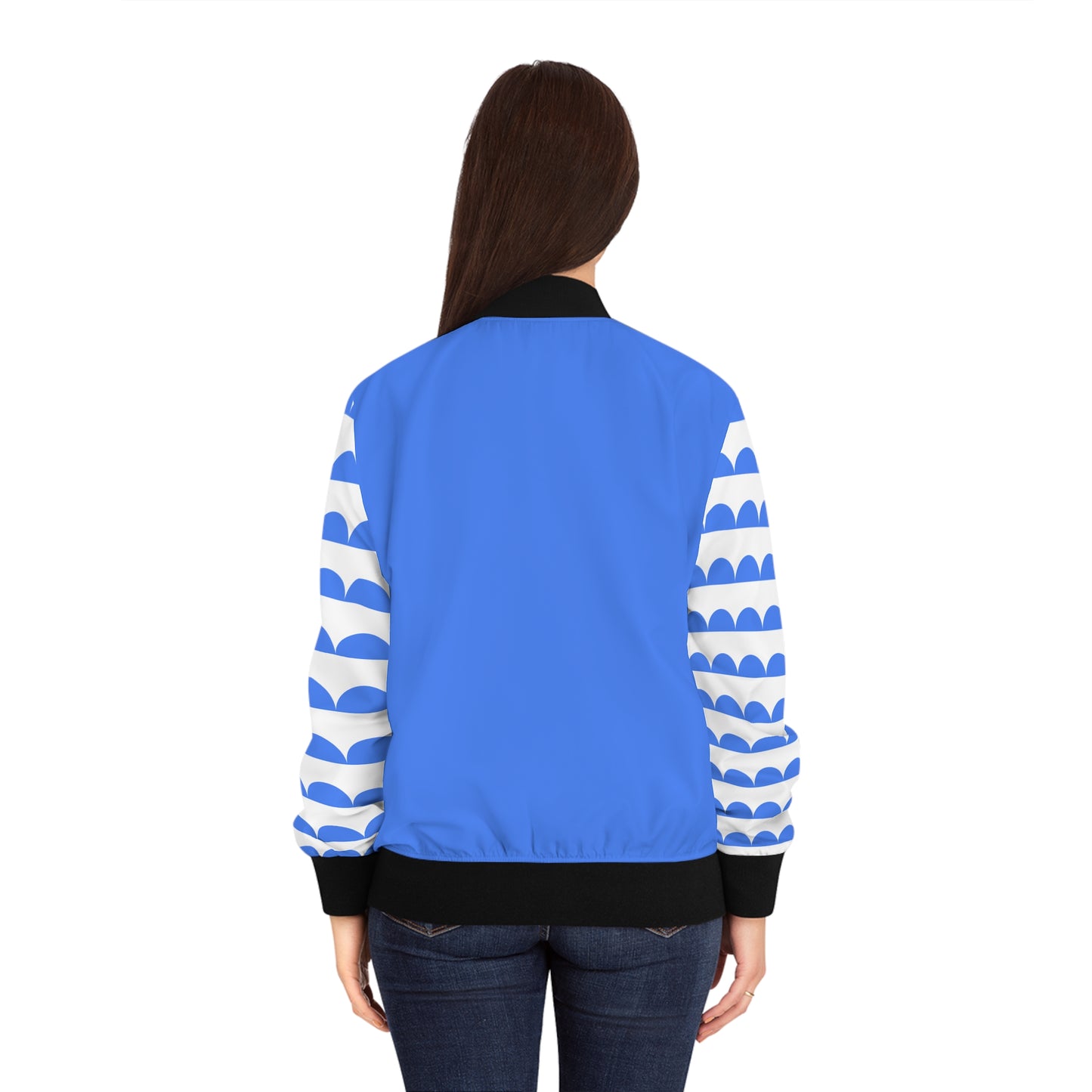 Chic Women's Bomber Jacket with Wave Design - Stylish Outerwear for Every Occasion