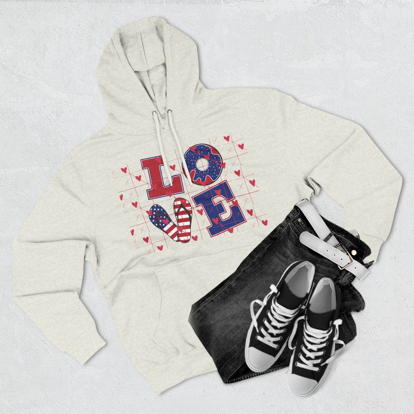 Love American Flag Fleece Hoodie