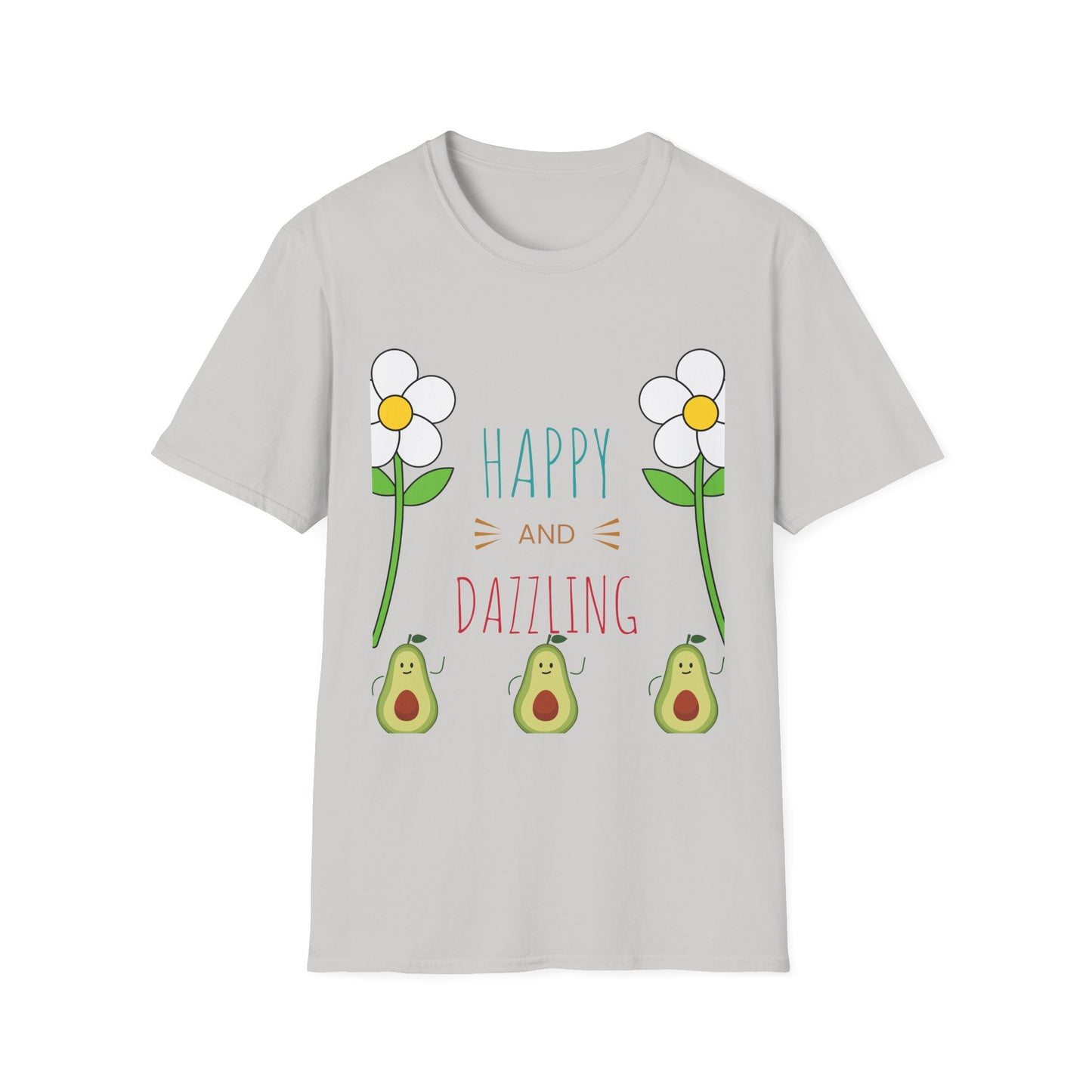 Happy Avocado Graphic Tee, Unisex Softstyle T-Shirt, Cute Gift for Friends, Summer Fashion, Funny Quote Shirt