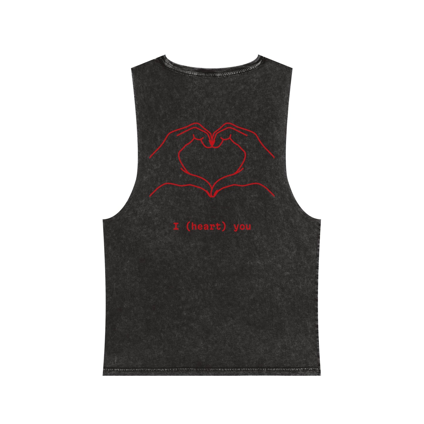 Unisex Stonewash Tank Top - I (heart) You Heart Hands Graphic Tee