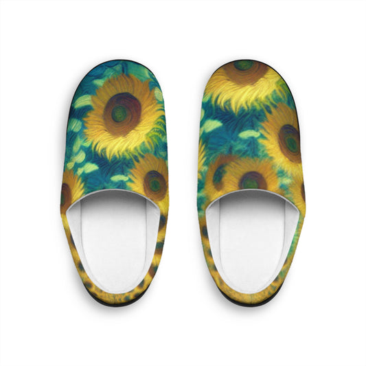 Sunflower Indoor Slippers - Cozy Plant Lover's Footwear, Gift for Her, Relaxation, Housewarming, Summer Vibes, Floral Decor