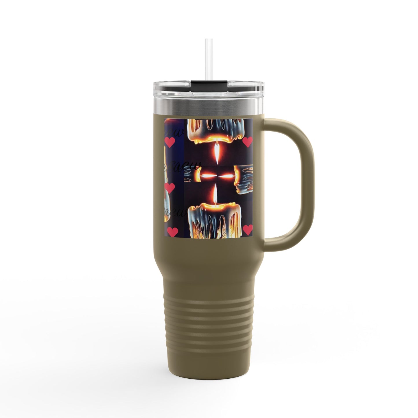 Cozy Candle-Inspired Insulated Travel Mug, 40oz - Perfect for Coffee Lovers, Gifts for Her, Home Office, Outdoor Adventures, and Cozy Days