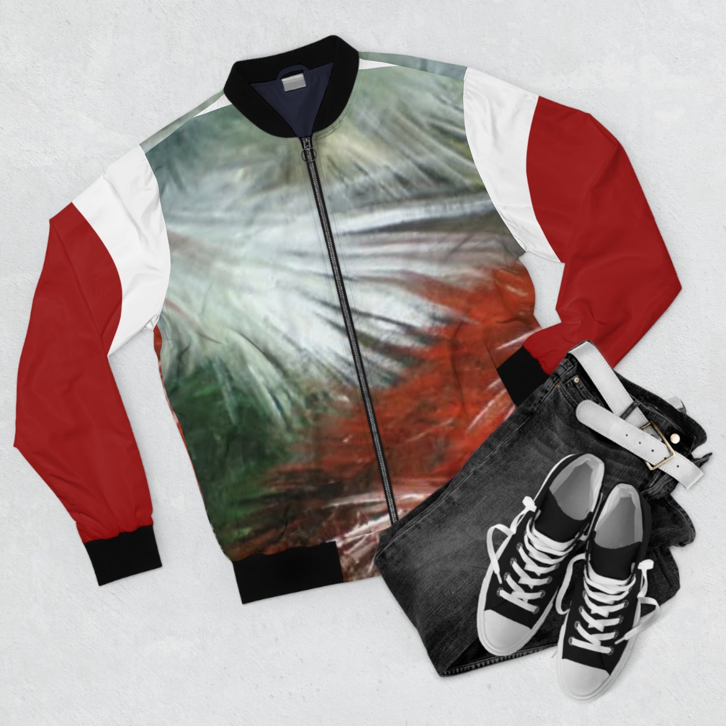 Artistic Men's Bomber Jacket - Vibrant Abstract Design