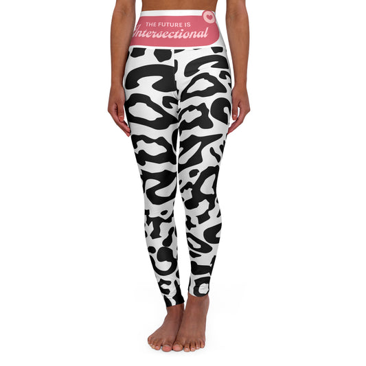 Trendy High Waisted Yoga Leggings | Black & White Abstract Print, Fitness Apparel, Athleisure Wear, Gifts for Yoga Lovers, Stylish