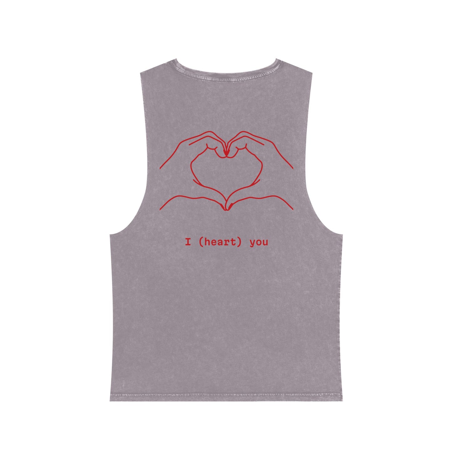 Unisex Stonewash Tank Top - I (heart) You Heart Hands Graphic Tee