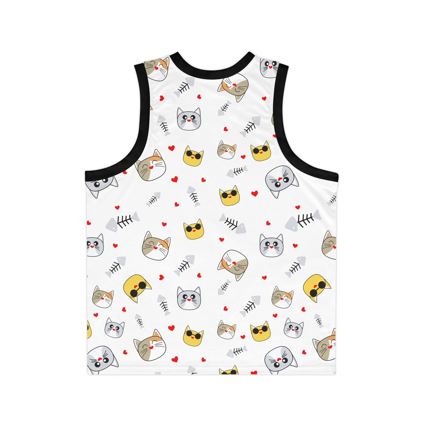 Cat and Bicycle Print Basketball Jersey, Sports Fan Gift, Casual Wear,