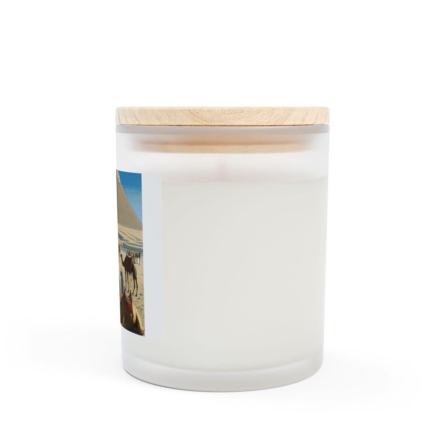 Desert Oasis Scented Candle - 11oz Frosted Glass with Camel and Pyramid Design
