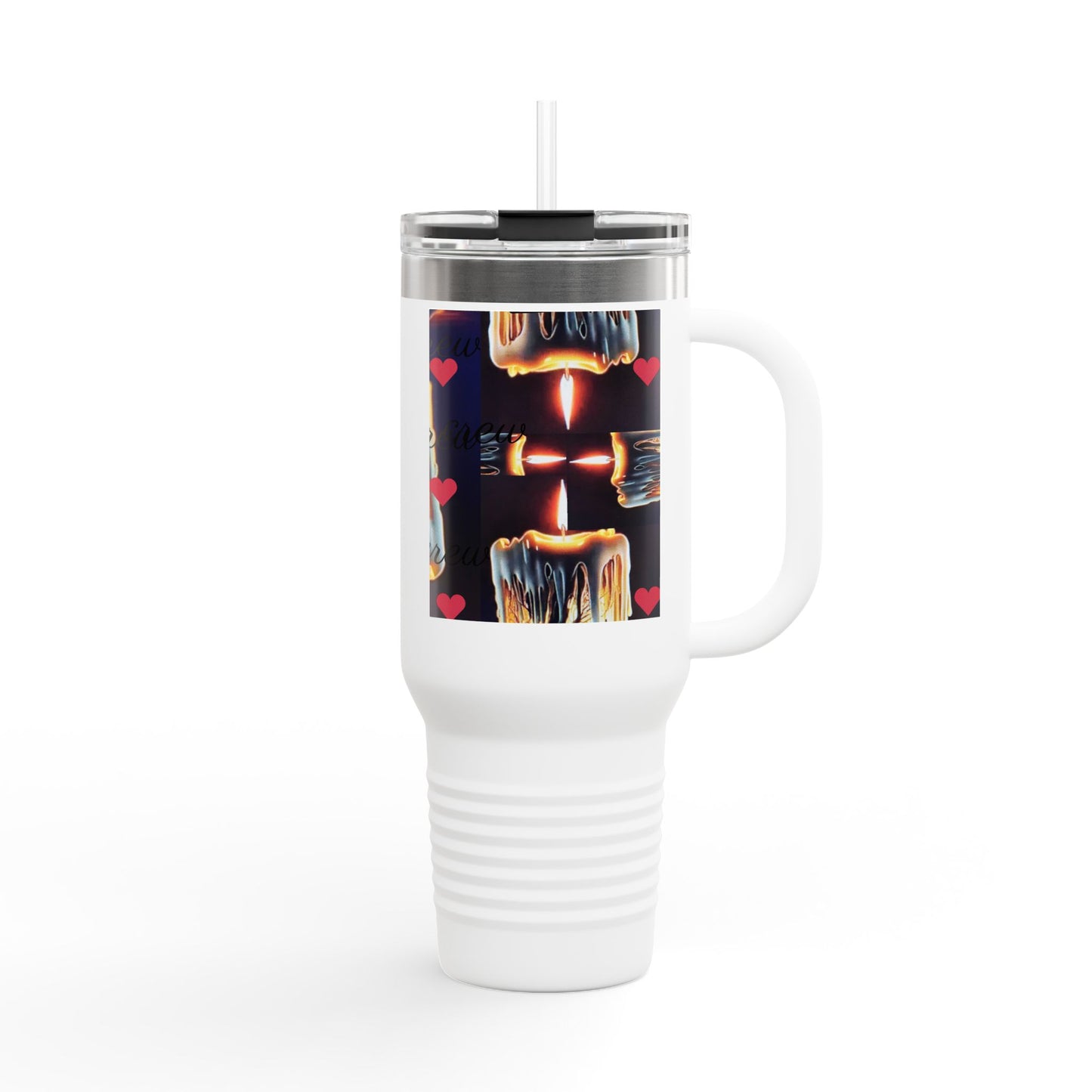 Cozy Candle-Inspired Insulated Travel Mug, 40oz - Perfect for Coffee Lovers, Gifts for Her, Home Office, Outdoor Adventures, and Cozy Days