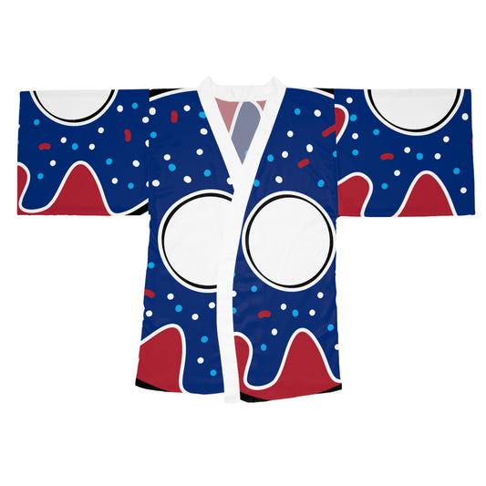 Colorful Long Sleeve Kimono Robe - Fun Patterned Lounge Wear for Relaxing & Celebrations