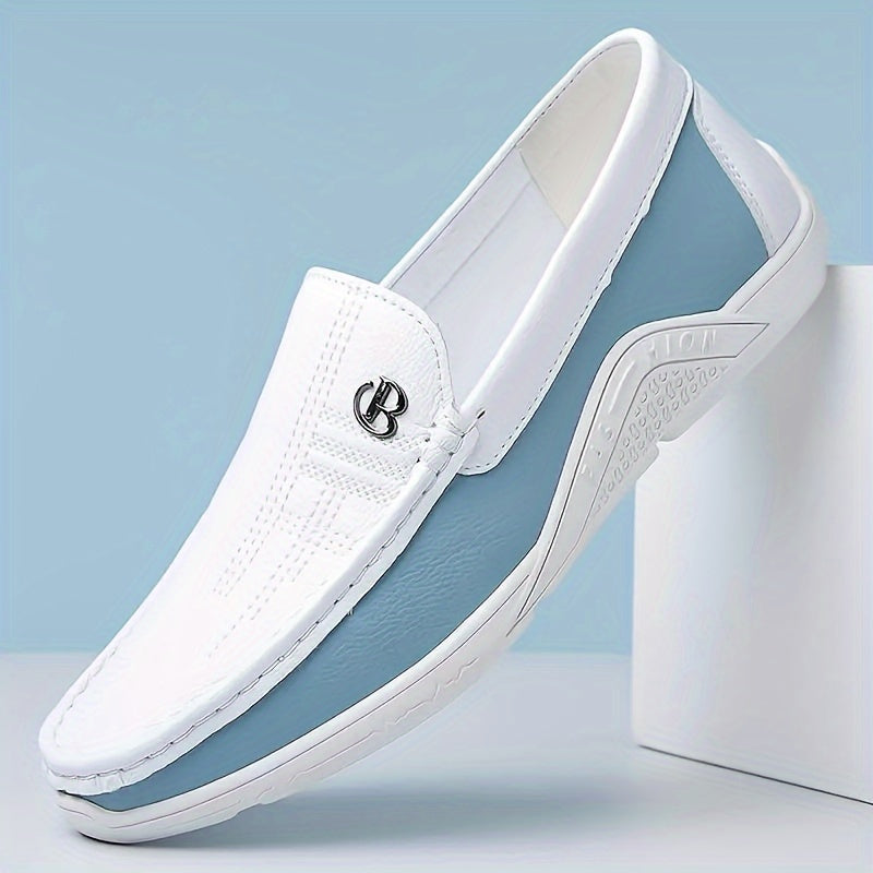 [Trending] Men's Elegant White Slip-On Dress Shoes - Breathable, Non-Slip Rubber Sole for Business & Formal Occasions