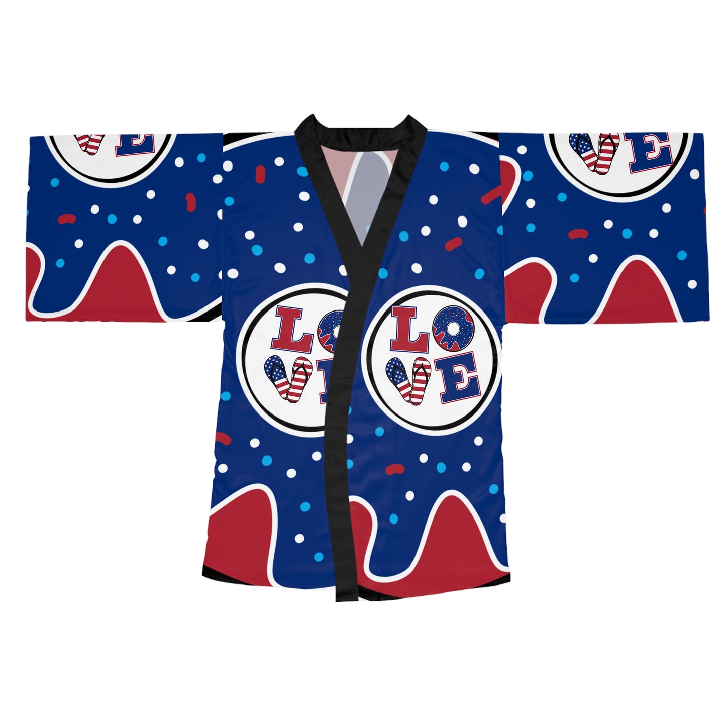 Colorful Long Sleeve Kimono Robe - Fun Patterned Lounge Wear for Relaxing & Celebrations