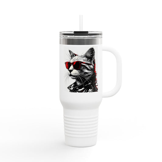 Cool Cat Insulated Travel Mug, 40oz | Perfect for Cat Lovers, Outdoor Adventures, Unique Gift Ideas, Camping, Road Trips