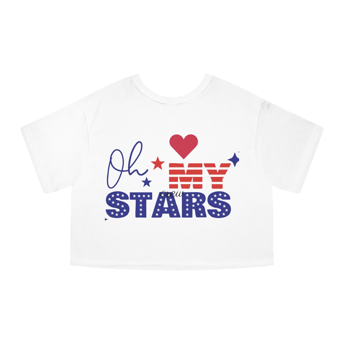 Patriotic Cropped T-Shirt | Oh My Stars | Cute Summer Tee for Women, Holiday Shirt, Casual Wear, July 4th Celebration