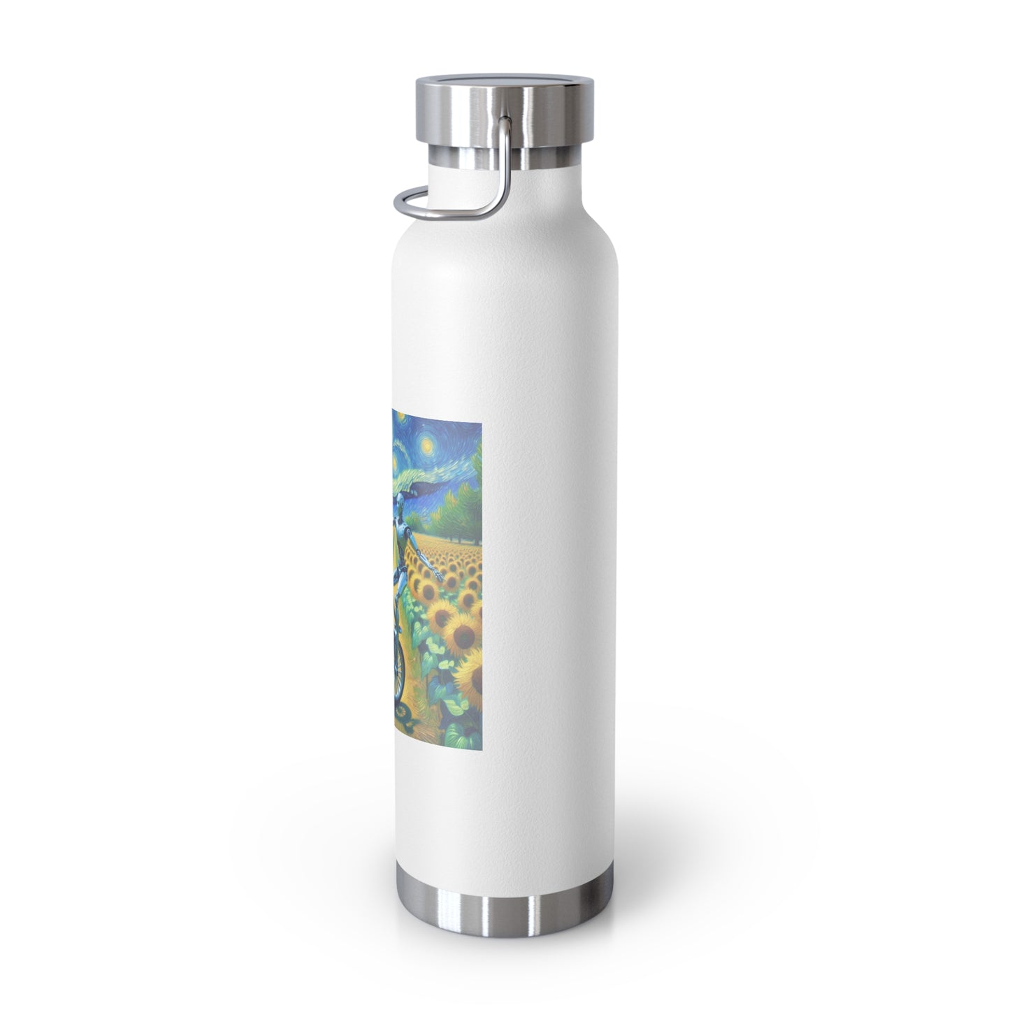 Artistic Copper Vacuum Insulated Bottle - 22oz Sunflower Design, Eco-Friendly Water Bottle, Travel Mug, Gift for Nature Lovers, Camping