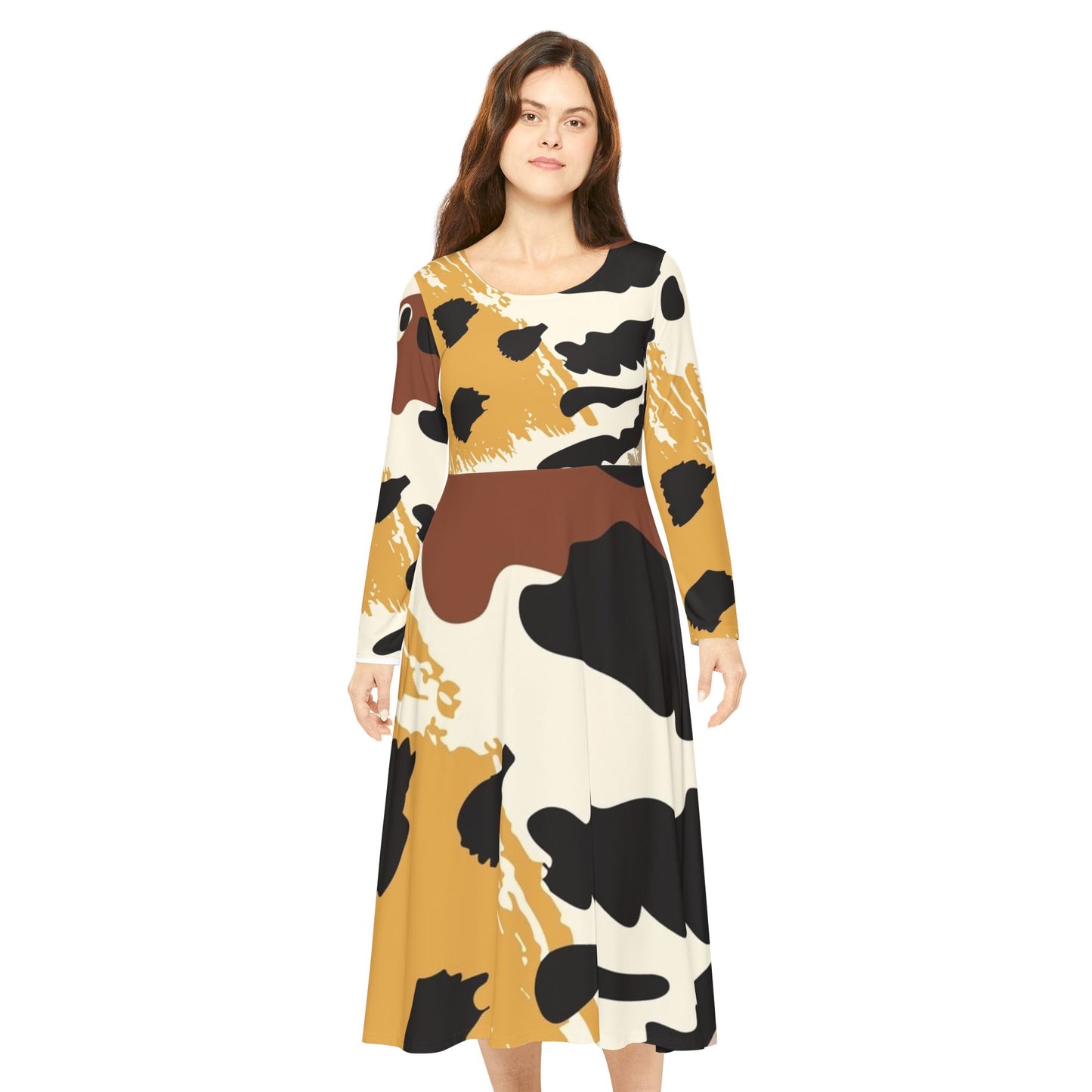Copy of Elegant Long Sleeve Dance Dress, Perfect for Performances, Dance Classes, Parties, Casual Wear, Spring Events