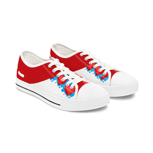 Customizable Women's Low Top Sneakers with Playful Waves Design, Ideal for Casual Wear, Gifts, Summer Steps, Beach Outfits, Unique Fashion