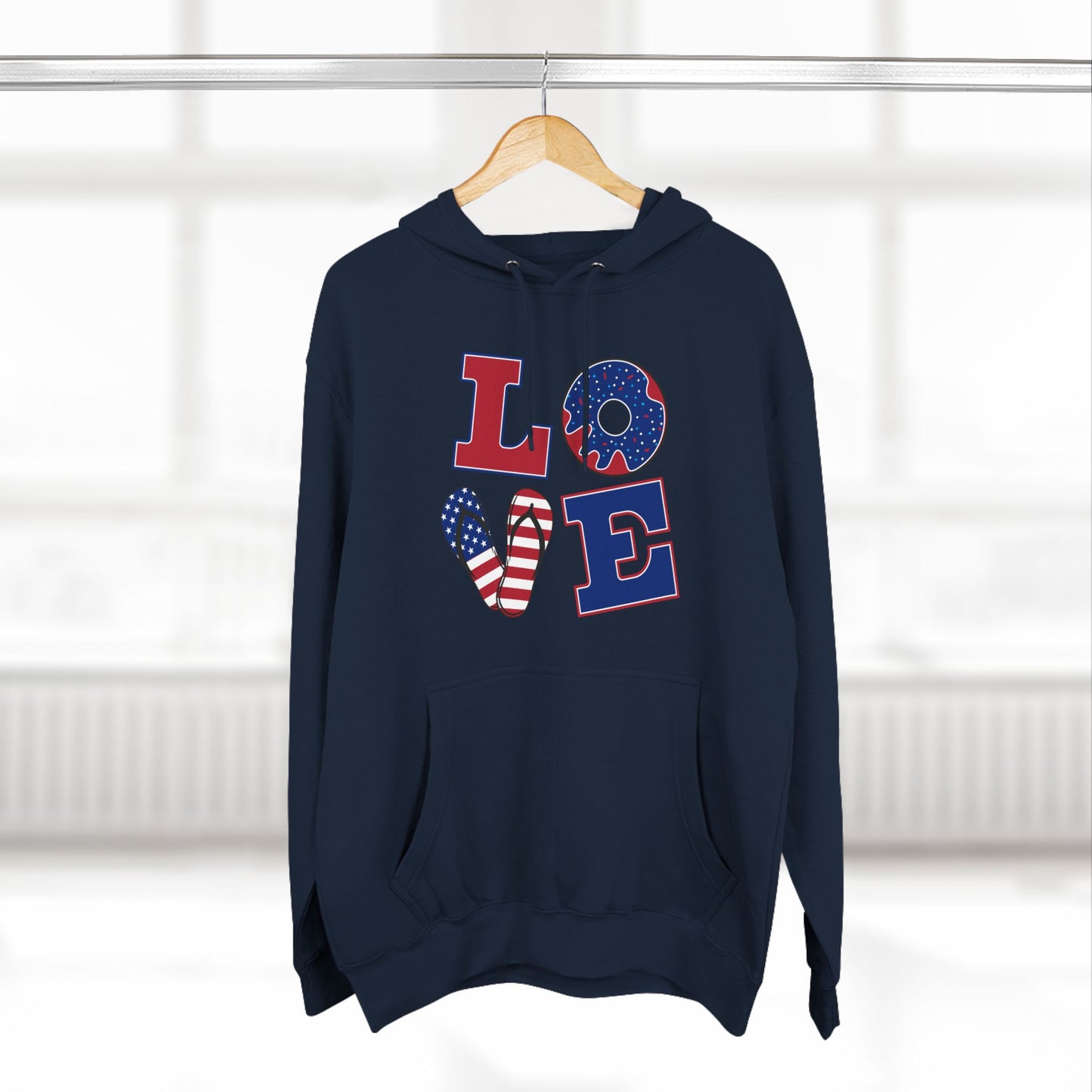 Love American Flag Fleece Hoodie