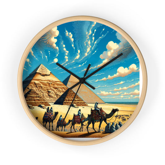 Desert Dreams Wall Clock - Bohemian Home Decor, Unique Gift for Travelers, Desert Lovers, Vintage Style, Pyramid Art