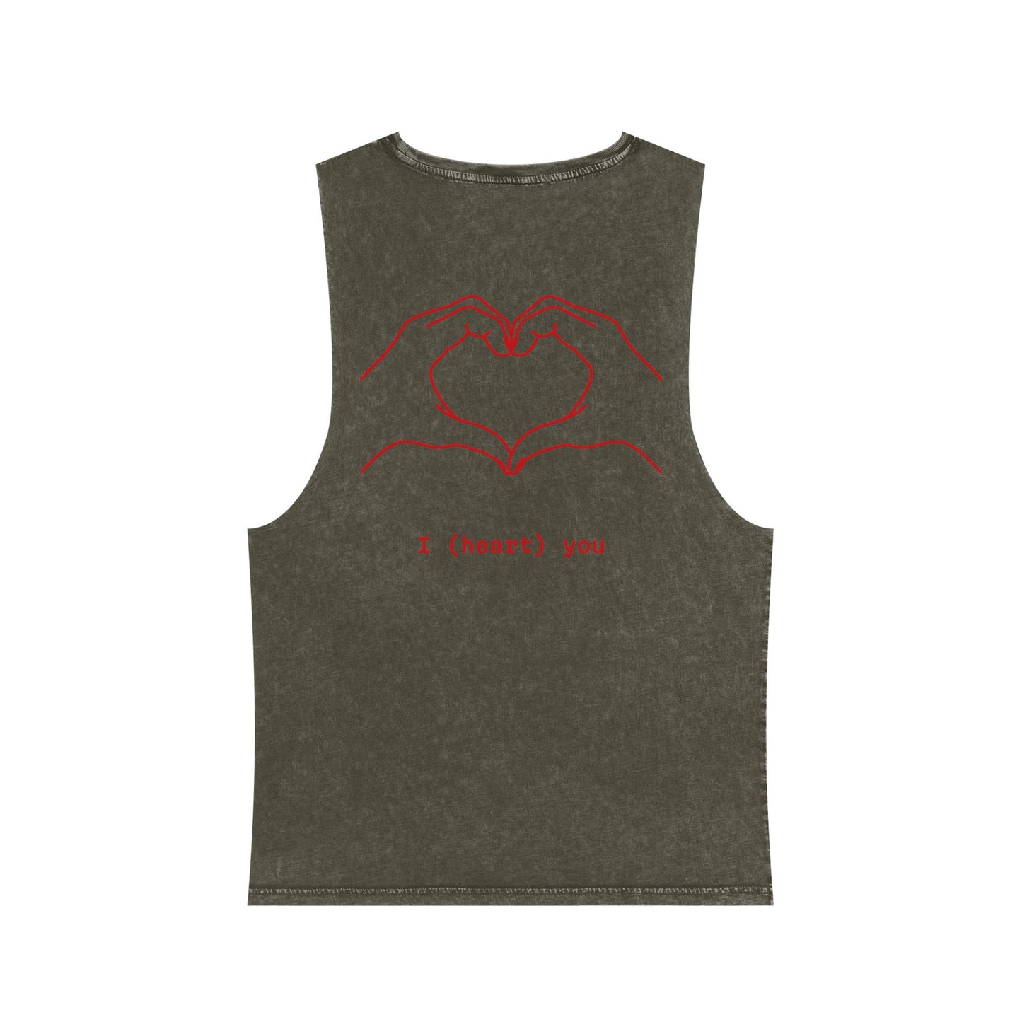 Unisex Stonewash Tank Top - I (heart) You Heart Hands Graphic Tee
